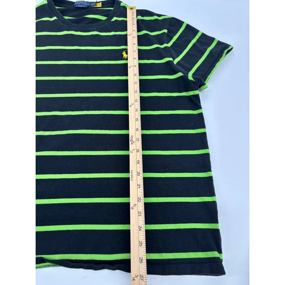 Polo Ralph Lauren Mens XL Classic Fit Striped T-Shirt Black Lime Green Pony Logo